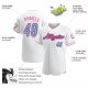 Kid's Custom White Light Blue-Pink Authentic Baseball Jersey